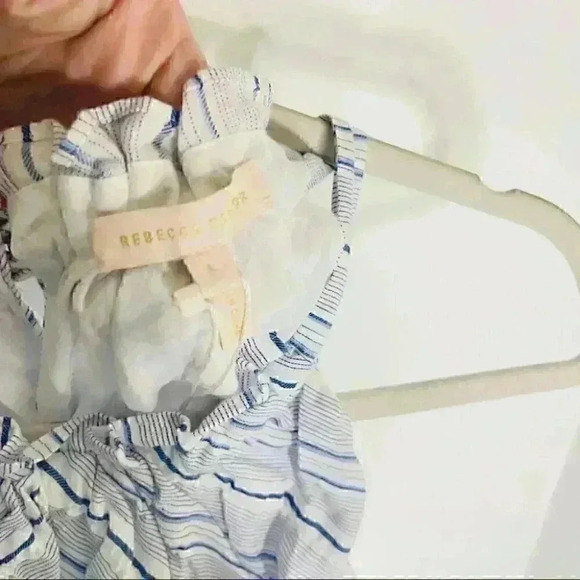 Rebecca Taylor Blue White Stripe Halter Neck Mini Dress Large - Picture 6 of 9